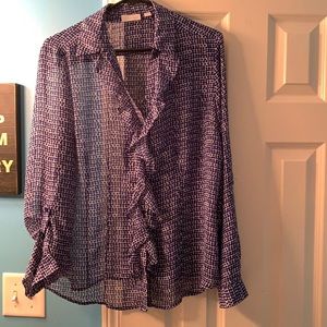 Blue and White New York & Company Blouse